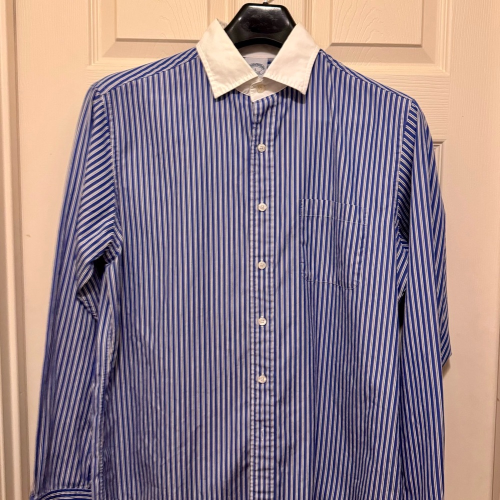 Brooks Brothers Blue and White Striped Dress Shirt